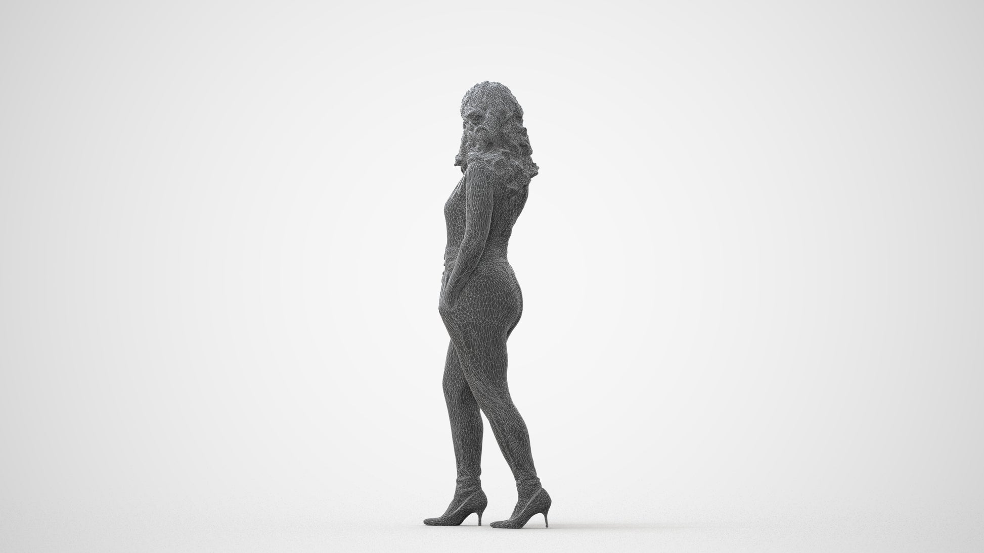 3D people model woman casual walking, scanned human for 3ds Max rendering, square thumbnail