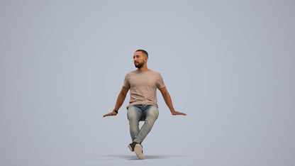 photogrammetry 3D man casual sitting, realistic human model archviz FBX, standing pose render