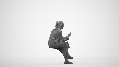photogrammetry 3D woman casual sitting, realistic human model archviz FBX, wireframe side view