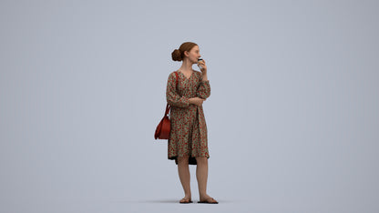 3D human model girl casual kids, photogrammetry scanned person for archviz, standing pose render