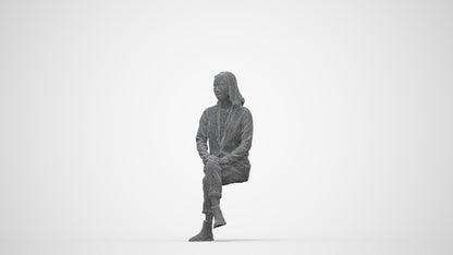 scanned 3D woman business, photogrammetry people for Enscape and V-Ray, wireframe back view