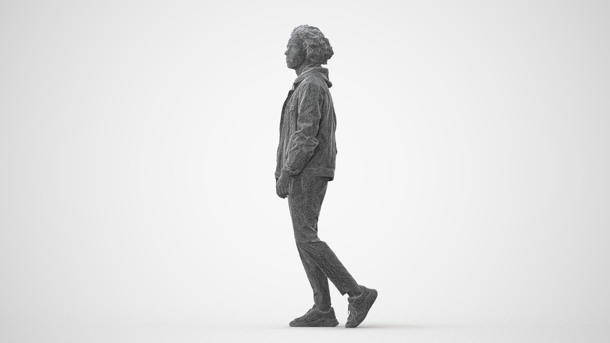 realistic 3D human man casual walking, archviz people FBX OBJ for Blender, square thumbnail