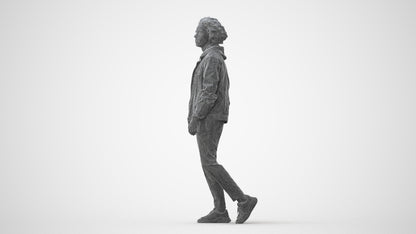 realistic 3D human man casual walking, archviz people FBX OBJ for Blender, square thumbnail