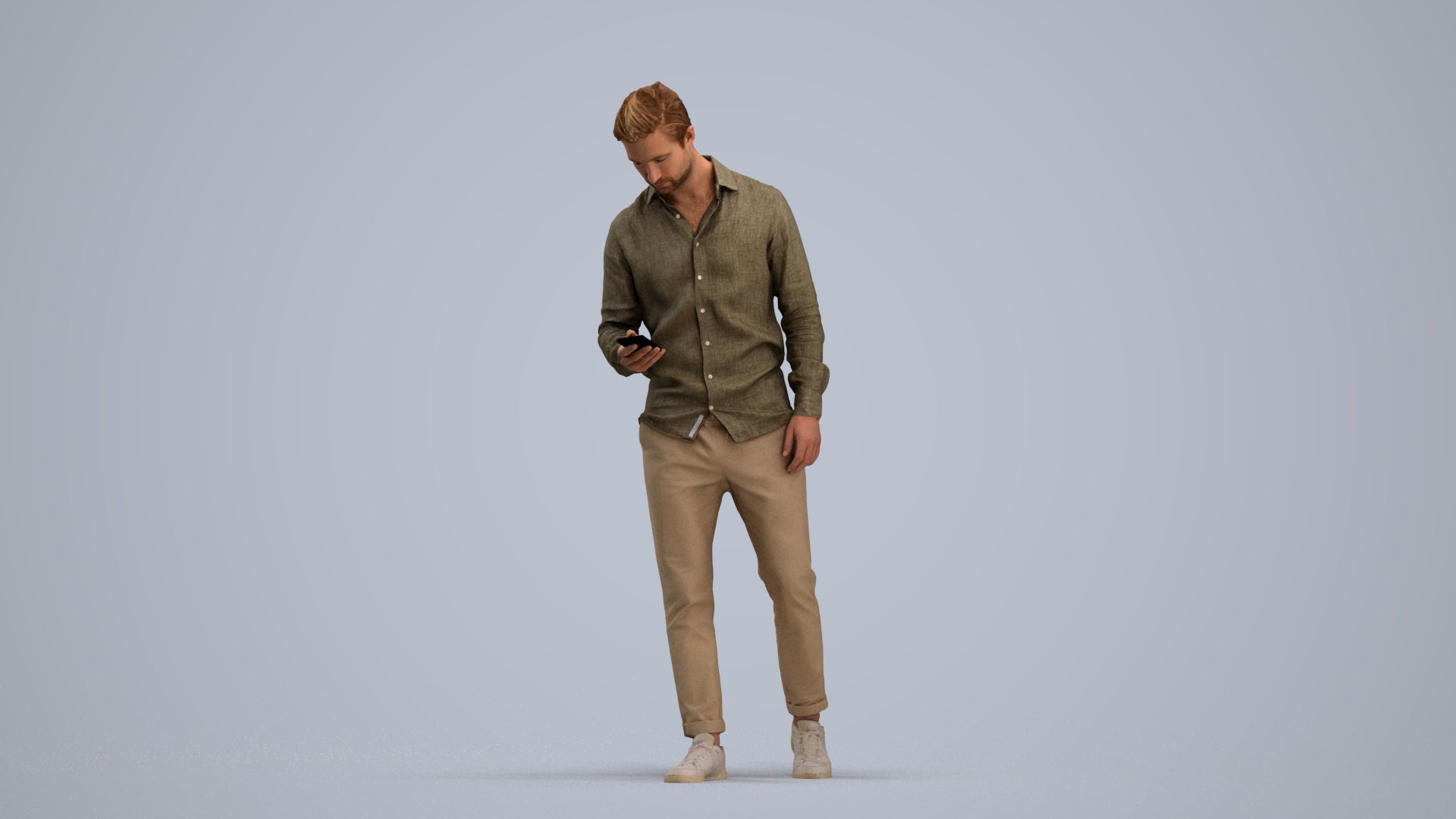 realistic 3D human man casual walking, archviz people FBX OBJ for Blender, standing pose render