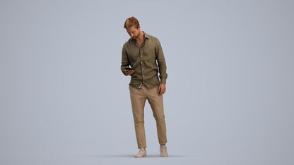 realistic 3D human man casual walking, archviz people FBX OBJ for Blender, standing pose render