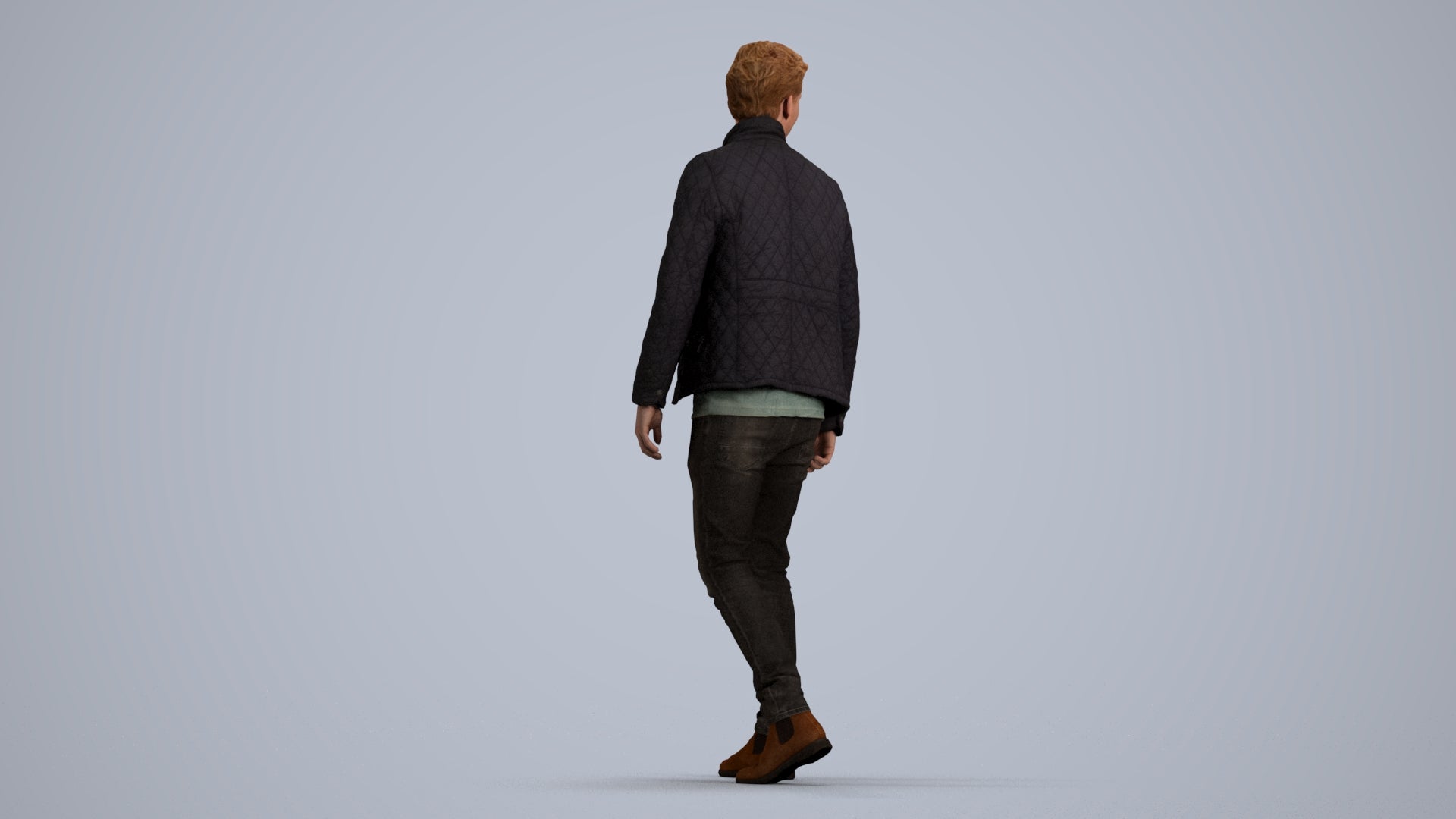 scanned 3D man casual walking, photogrammetry people for Enscape and V-Ray, front view render