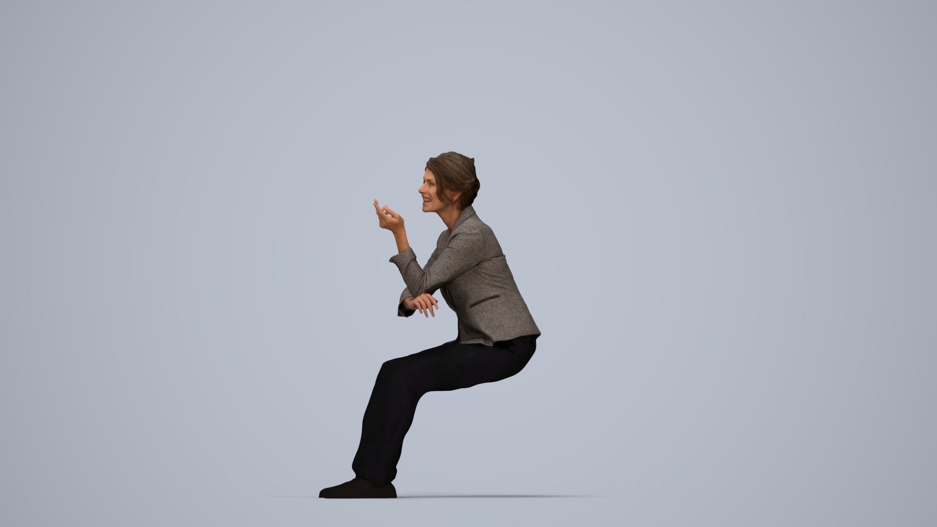 3D scanned woman business, photorealistic archviz people for Enscape and SketchUp, top-down view render