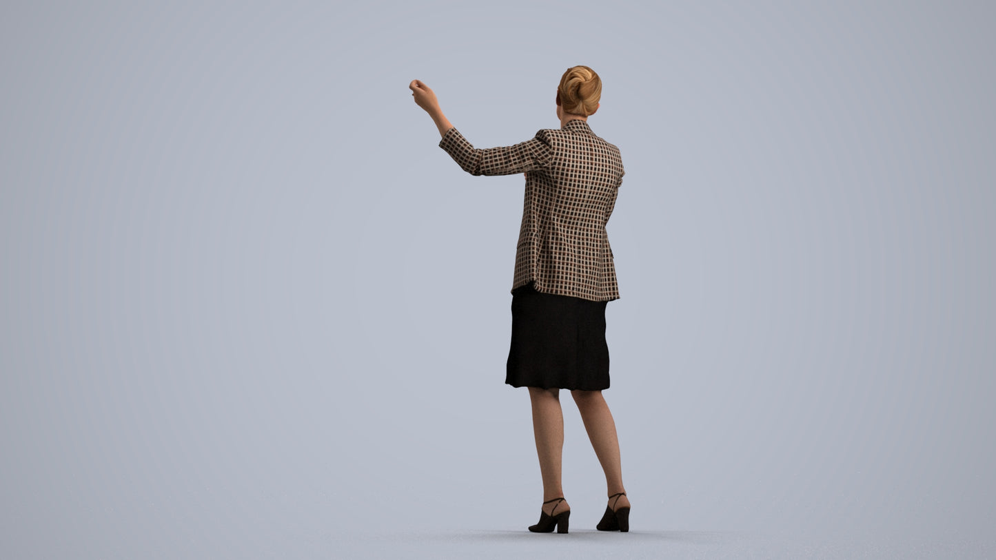 3D scanned woman business, photorealistic archviz people for Enscape and SketchUp, front view render