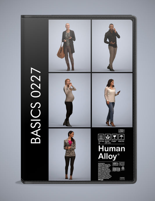 realistic 3D humans walking pack, 5 archviz people FBX OBJ for Blender