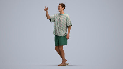 scanned 3D man casual walking, photogrammetry people for Enscape and V-Ray, standing pose render