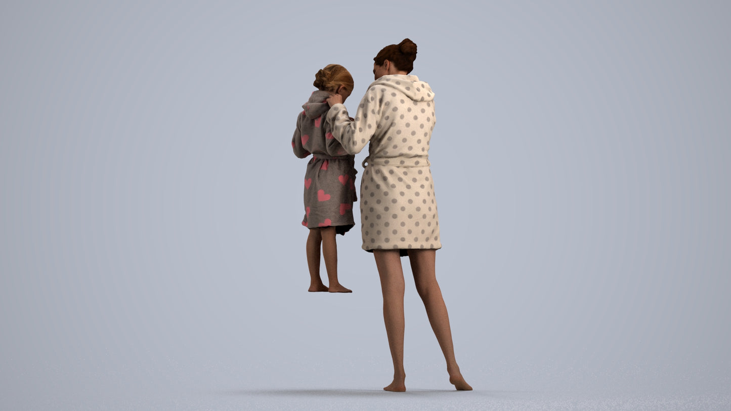 realistic 3D people girl casual kids, render-ready for V-Ray and Corona, FBX OBJ, front view render
