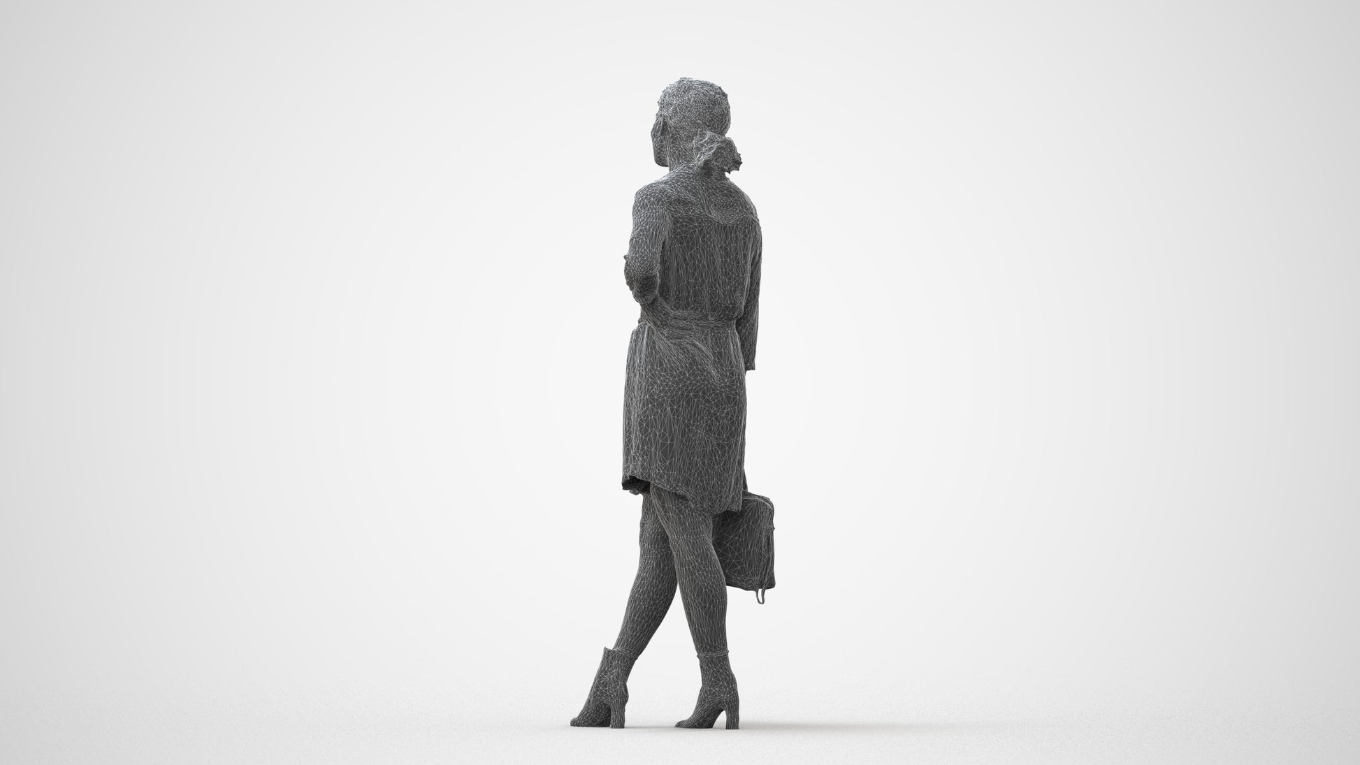 3D human model woman casual standing, photogrammetry scanned person for archviz, square thumbnail