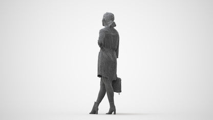 3D human model woman casual standing, photogrammetry scanned person for archviz, square thumbnail