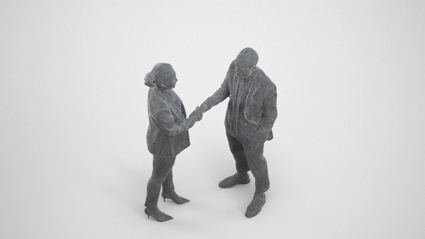 realistic 3D woman business, scanned archviz people for Blender and 3ds Max, wireframe three-quarter view