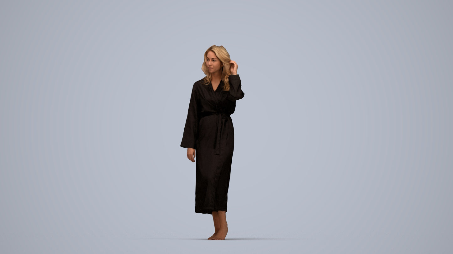 3D people model woman business standing, scanned human for 3ds Max rendering, top-down view render