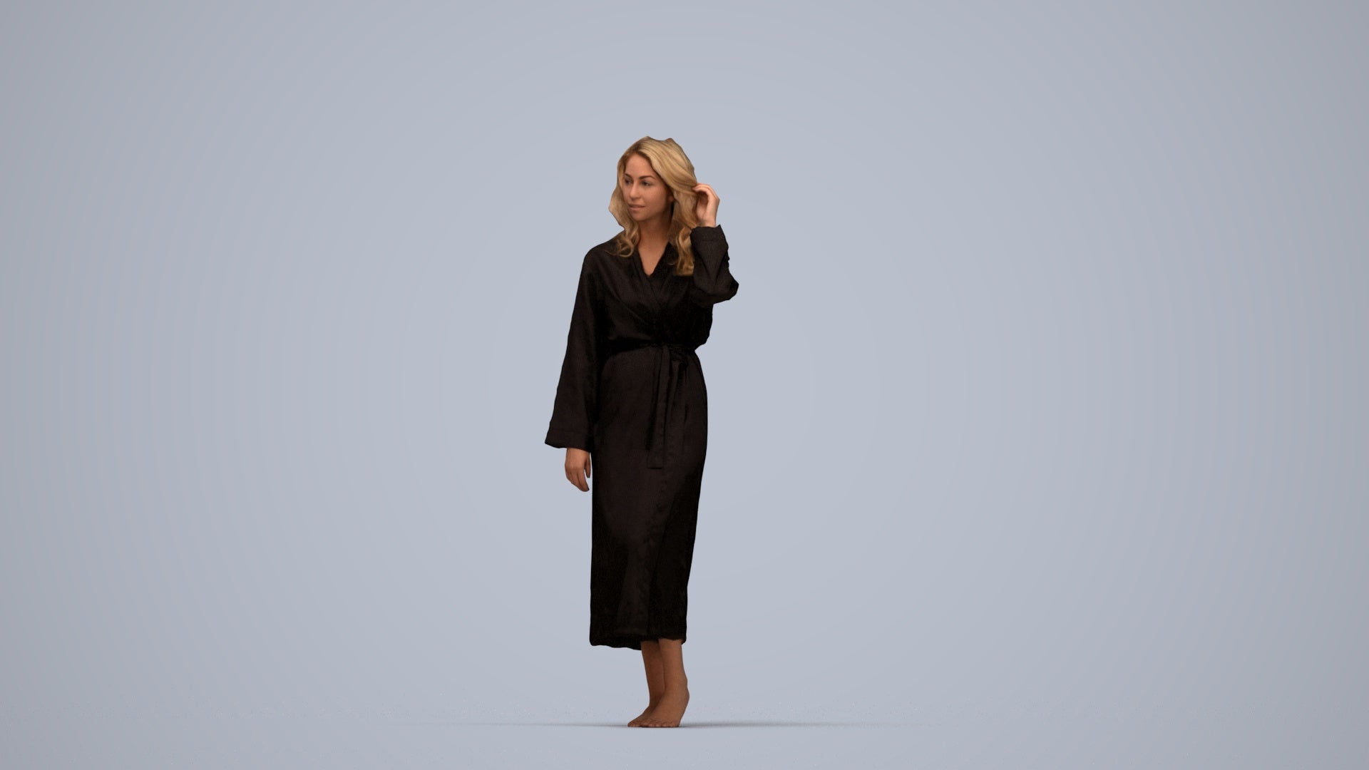 3D people model woman business standing, scanned human for 3ds Max rendering, top-down view render