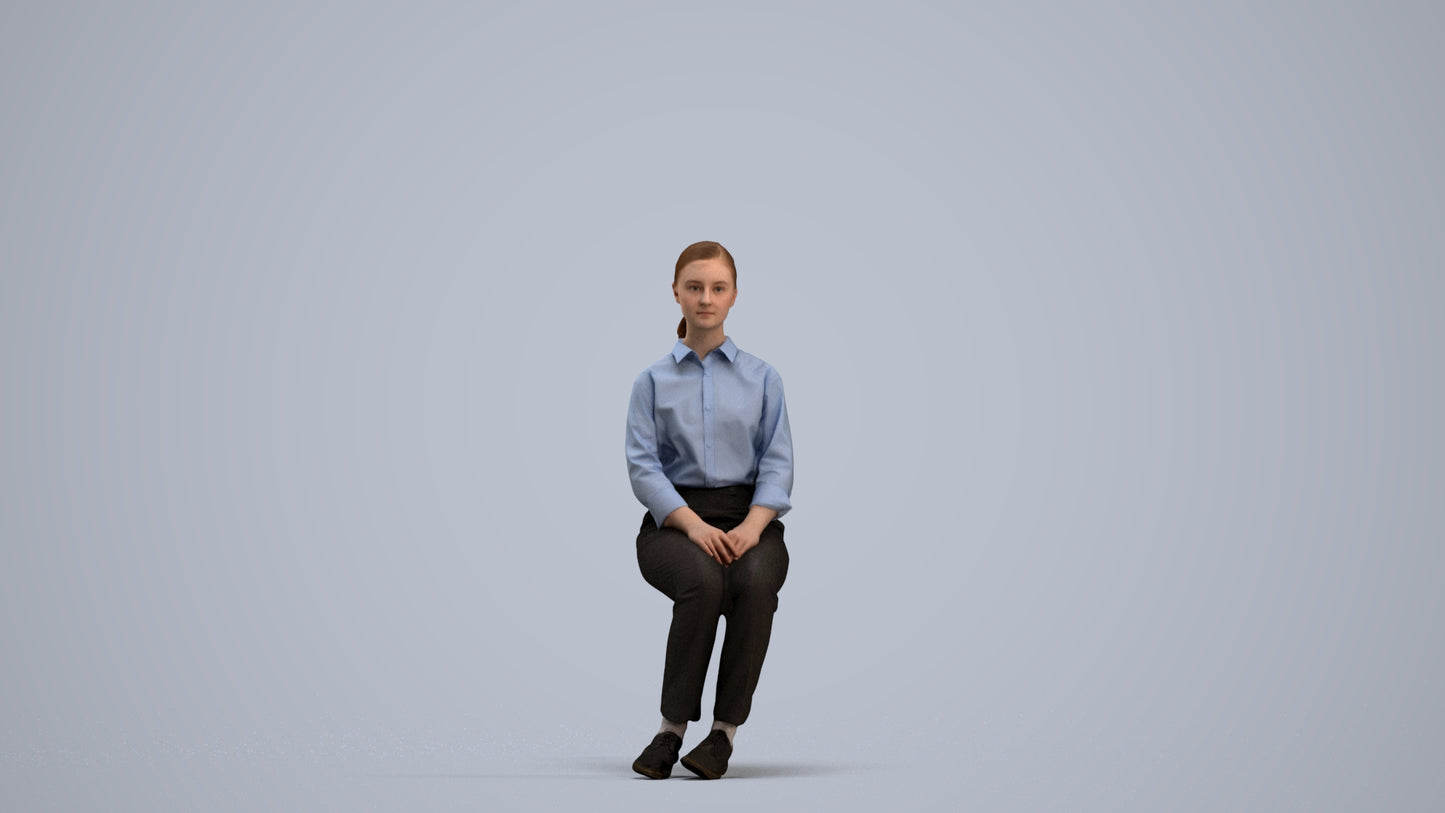 realistic 3D human girl kids, archviz people FBX OBJ for Blender, standing pose render