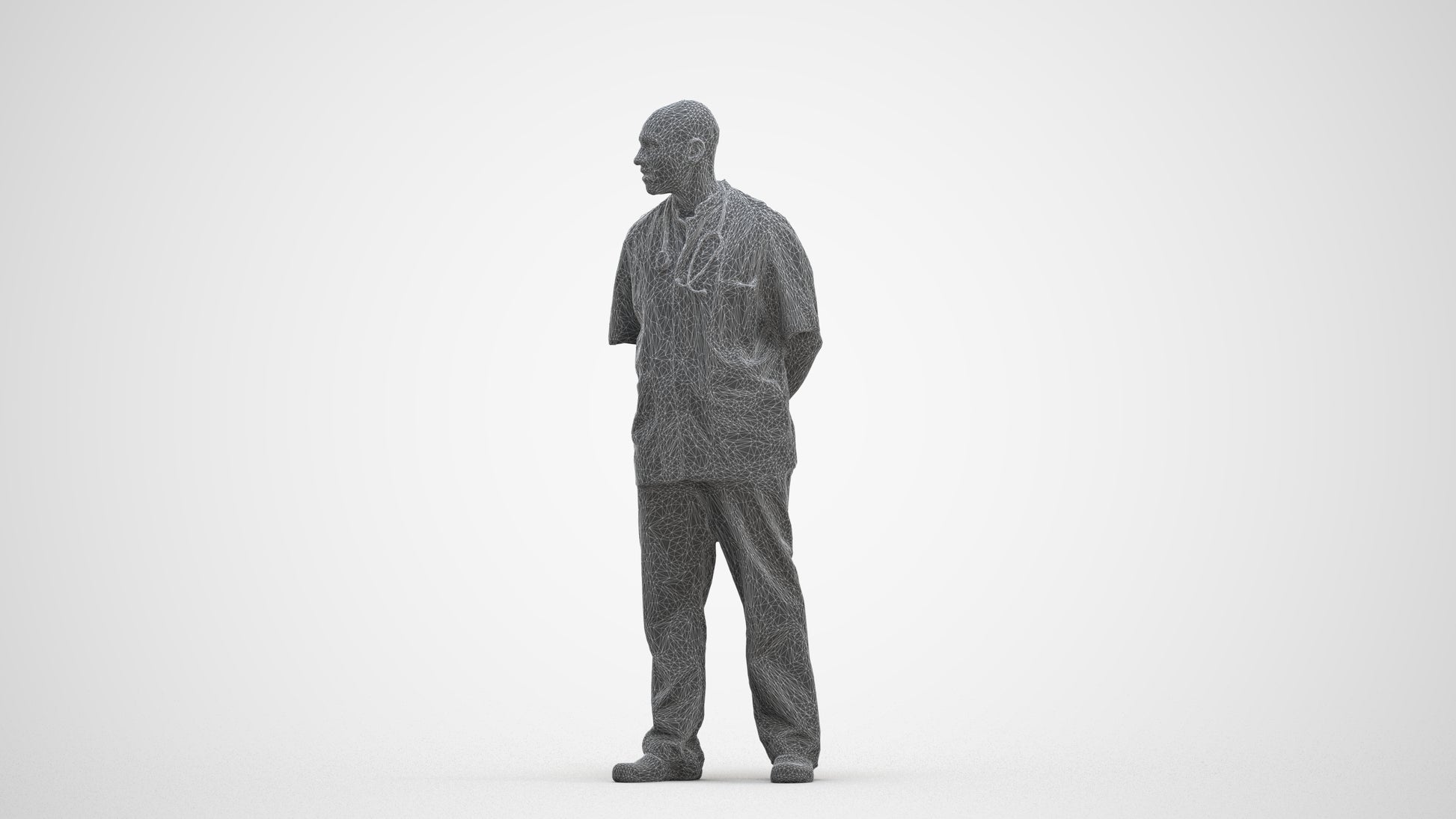 realistic 3D man medical, scanned archviz people for Blender and 3ds Max, three-quarter front view render