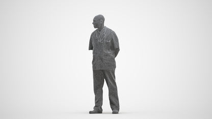 realistic 3D man medical, scanned archviz people for Blender and 3ds Max, three-quarter front view render