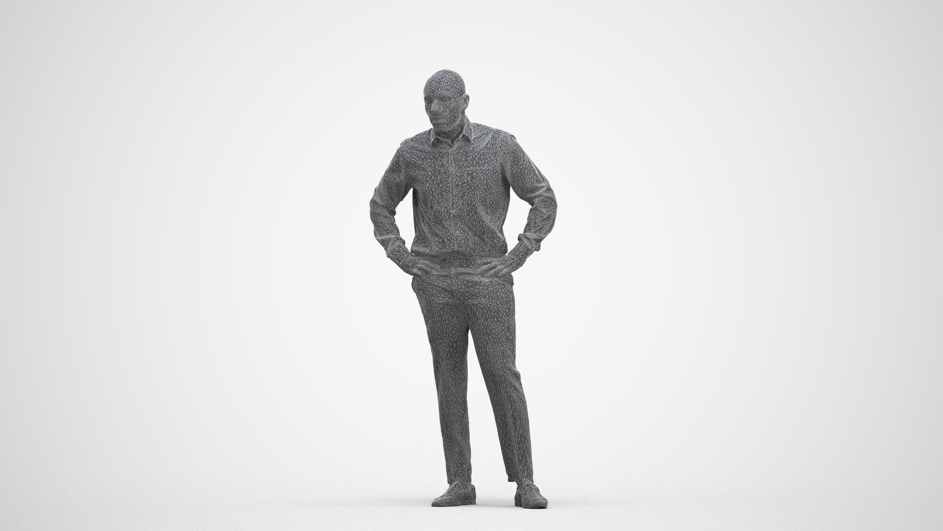 3D scanned man business, photorealistic archviz people for Enscape and SketchUp, three-quarter front view render