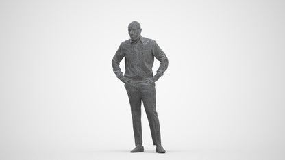 3D scanned man business, photorealistic archviz people for Enscape and SketchUp, three-quarter front view render