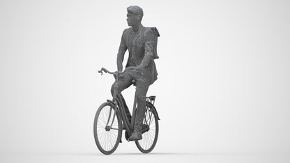 realistic 3D man casual cycling, scanned archviz people for Blender and 3ds Max, wireframe back view