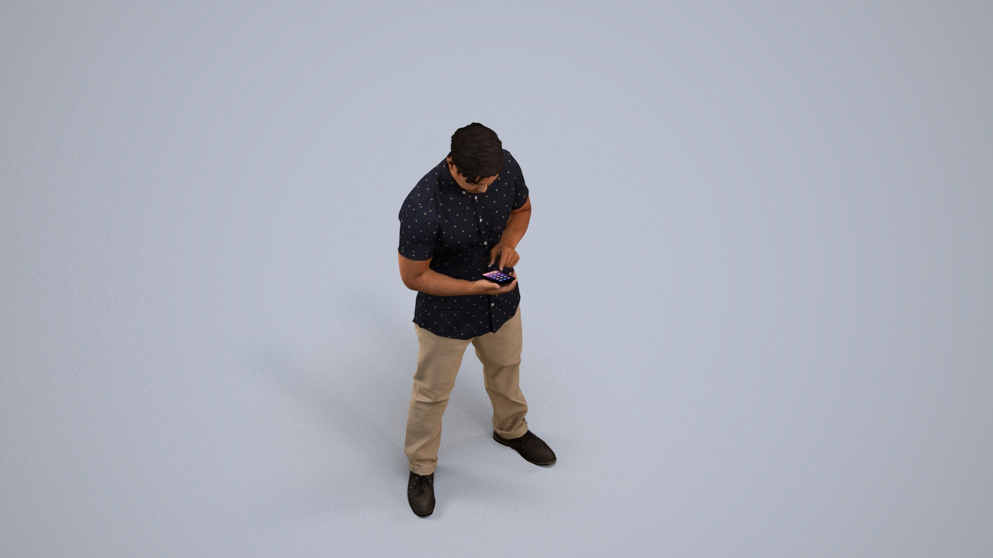 3D people model man casual standing, scanned human for 3ds Max rendering, back view render