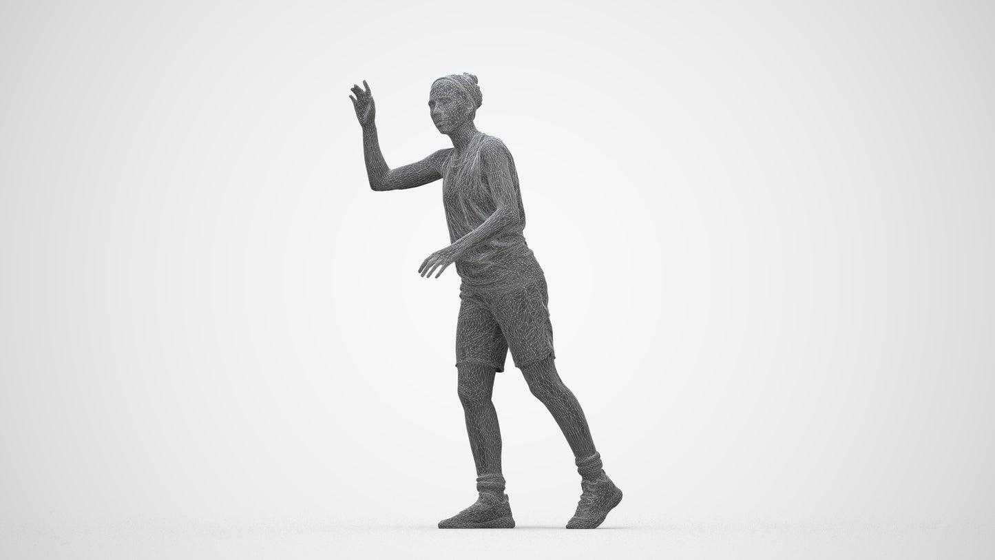 realistic 3D woman sport, scanned archviz people for Blender and 3ds Max, wireframe back view