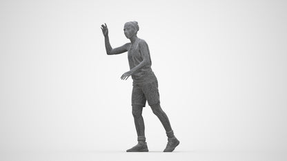 realistic 3D woman sport, scanned archviz people for Blender and 3ds Max, wireframe back view