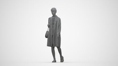 3D people model woman casual walking, scanned human for 3ds Max rendering, wireframe back view