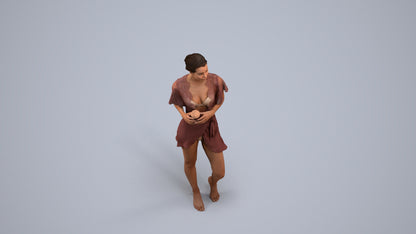 3D people model woman bathroom, scanned human for 3ds Max rendering, back view render