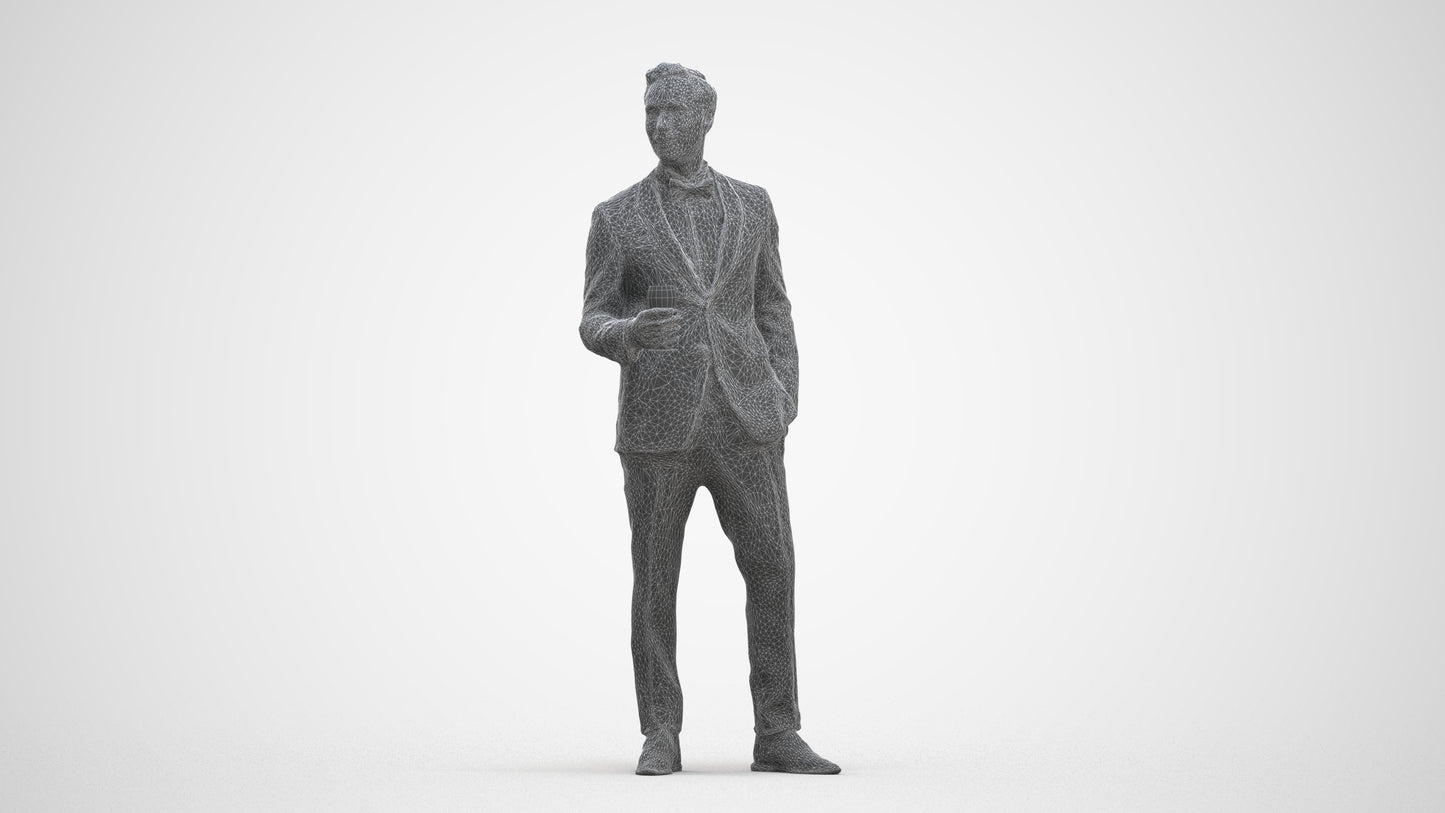 scanned 3D man formal formalaffairs, photogrammetry people for Enscape and V-Ray, three-quarter front view render