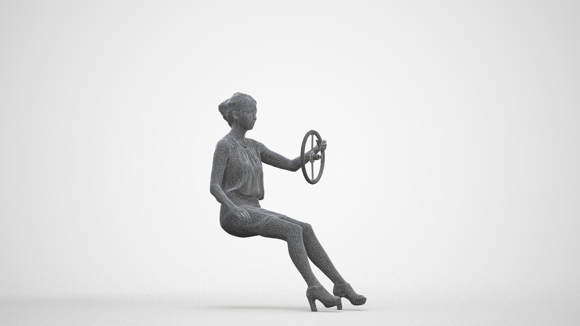 3D people model woman business mix, scanned human for 3ds Max rendering, three-quarter front view render