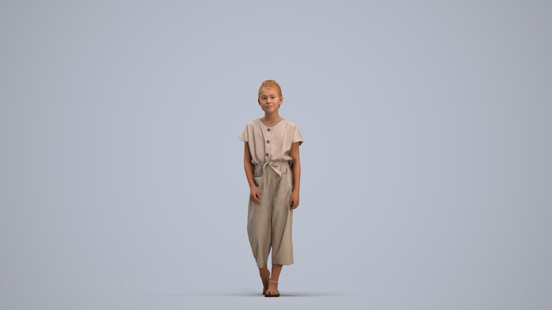 3D people model girl kids, scanned human for 3ds Max rendering, standing pose render