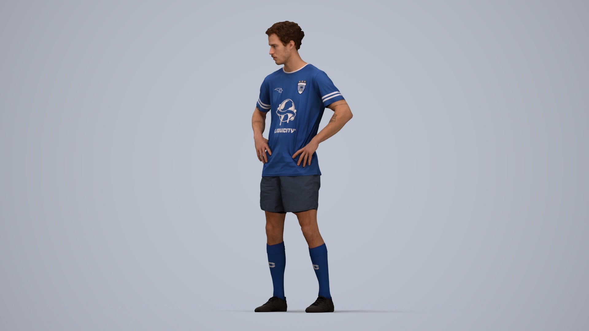 3D scanned man sport, photorealistic archviz people for Enscape and SketchUp, top-down view render