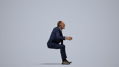 3D scanned senior man business, photorealistic archviz people for Enscape and SketchUp, side view render