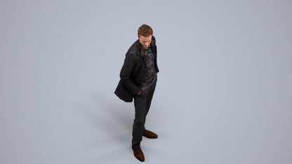 3D scanned man standing casual, photorealistic archviz people for Enscape and SketchUp, back view render
