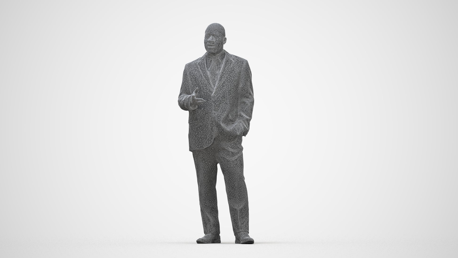 realistic 3D human man business, archviz people FBX OBJ for Blender, wireframe back view