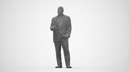 realistic 3D human man business, archviz people FBX OBJ for Blender, wireframe back view