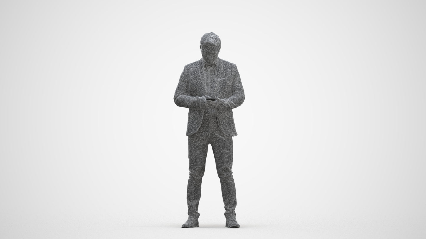realistic 3D man business, scanned archviz people for Blender and 3ds Max, three-quarter front view render