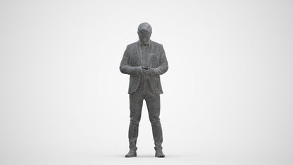 realistic 3D man business, scanned archviz people for Blender and 3ds Max, three-quarter front view render