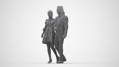 photogrammetry 3D woman formal couple, realistic human model archviz FBX, wireframe back view