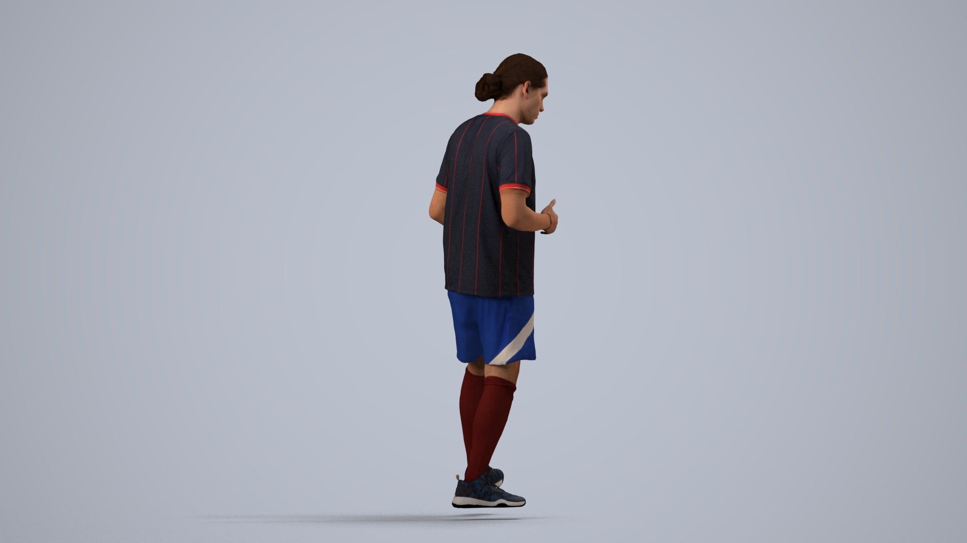 realistic 3D human man sport, archviz people FBX OBJ for Blender, side view render