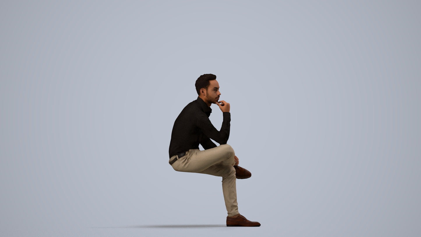 realistic 3D man business, scanned archviz people for Blender and 3ds Max, side view render
