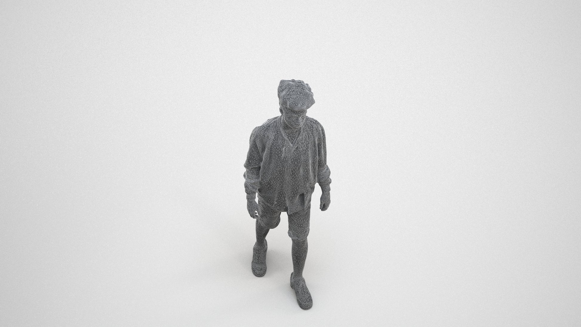 realistic 3D human boy casual kids, archviz people FBX OBJ for Blender, wireframe three-quarter view