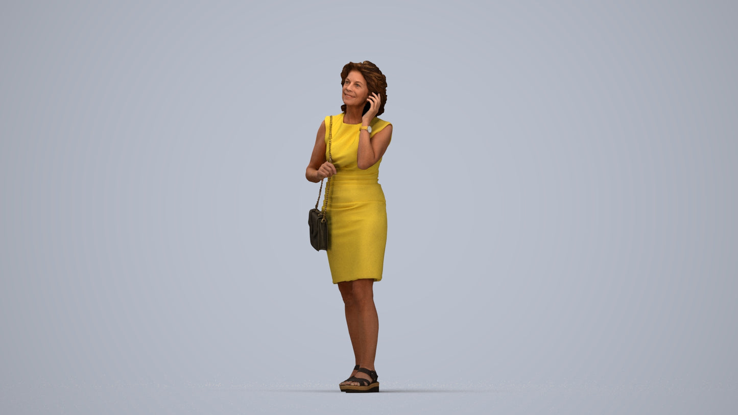 realistic 3D human woman business walking, archviz people FBX OBJ for Blender, top-down view render