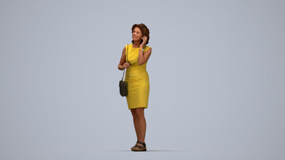 realistic 3D human woman business walking, archviz people FBX OBJ for Blender, top-down view render