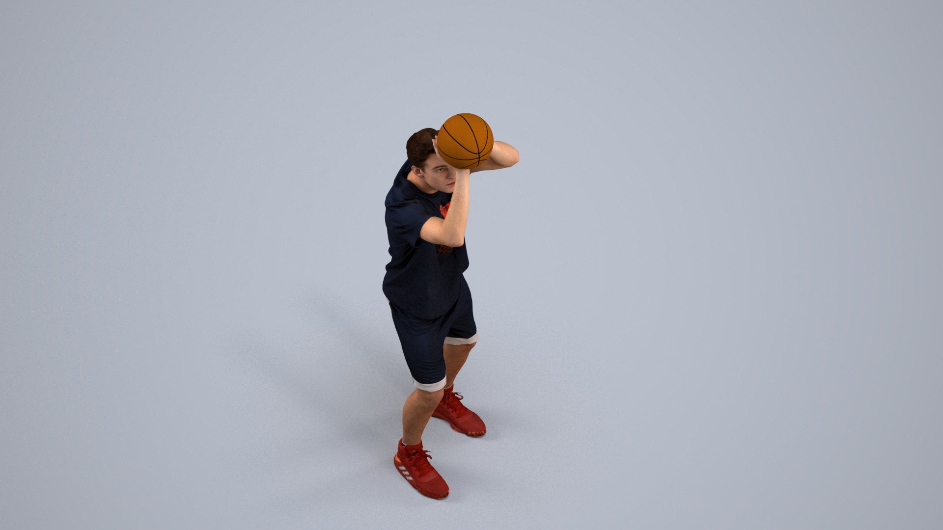 3D people model man sport, scanned human for 3ds Max rendering, back view render