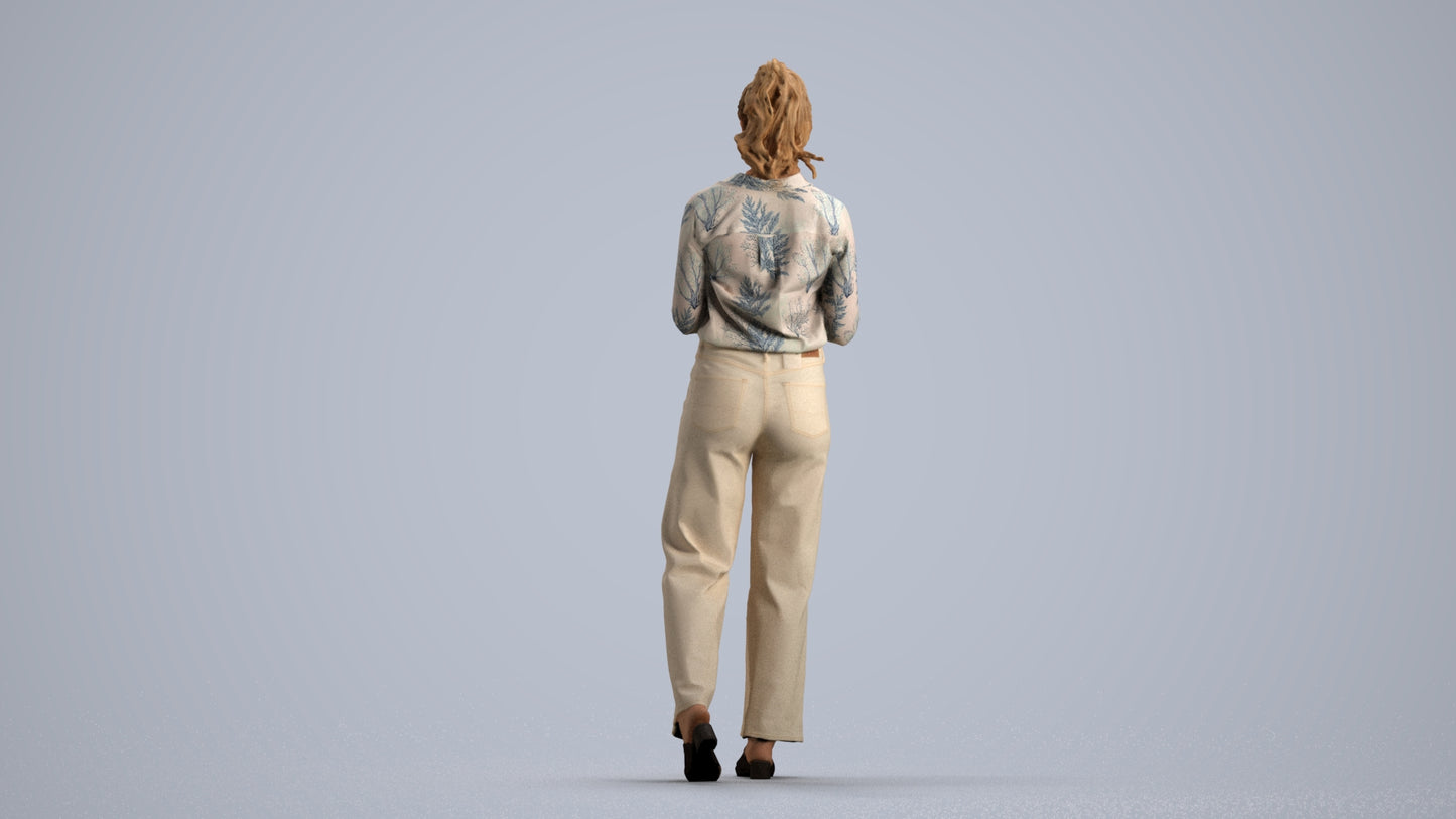 scanned 3D woman casual standing, photogrammetry people for Enscape and V-Ray, front view render