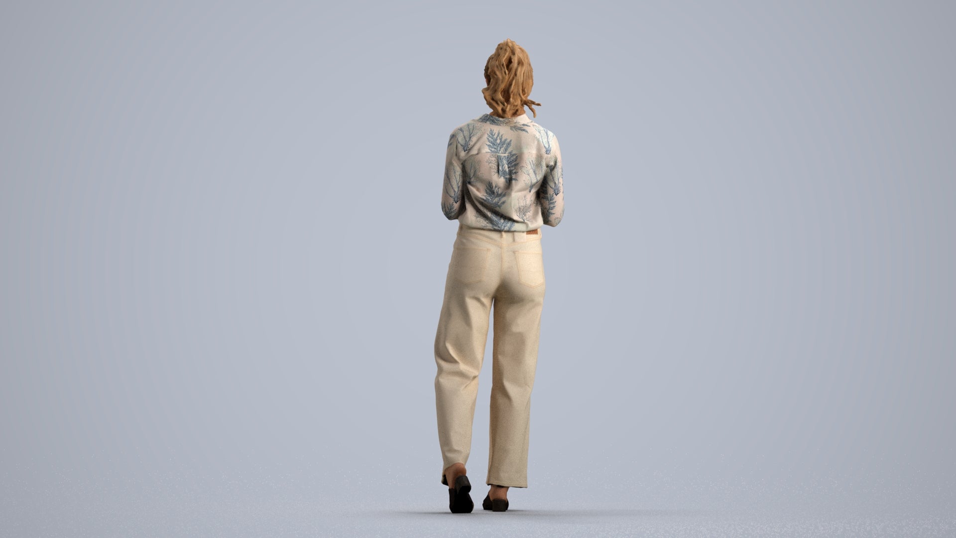 scanned 3D woman casual standing, photogrammetry people for Enscape and V-Ray, front view render